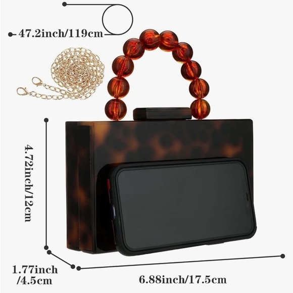 Tortoise Brown and black square top handle bc at great for weddings or events - Picture 4 of 4